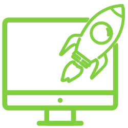 icon showing a High-speed rocket in a monitor