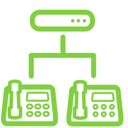 icon of two phones attached to a server
