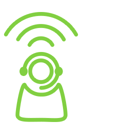 icon of a specialist agent with wifi waves above them